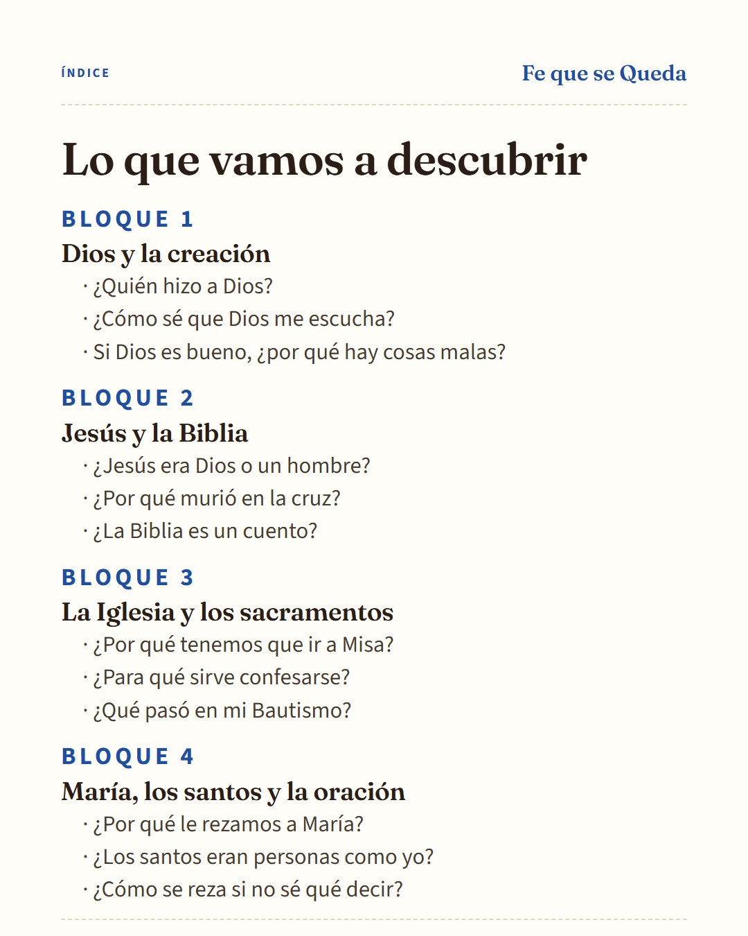 Página de muestra del cuaderno Fe que se Queda