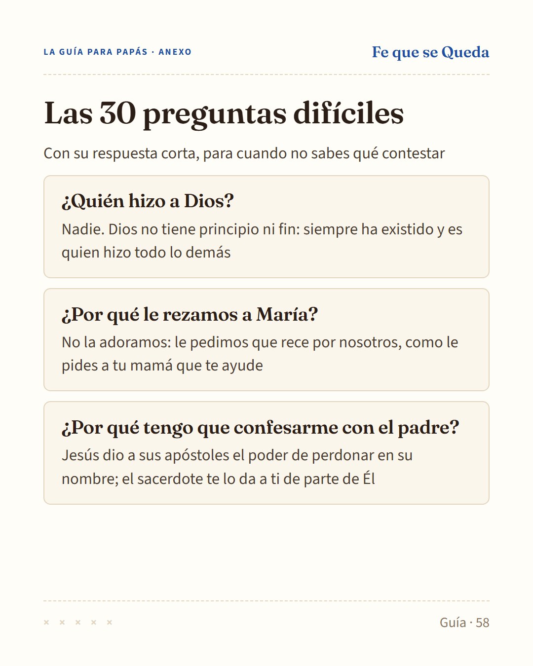 Página de muestra del cuaderno Fe que se Queda